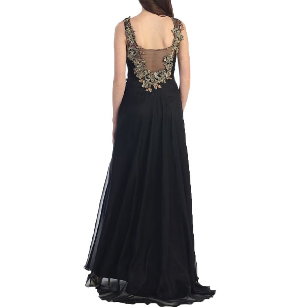 Women's Formal Embroidery Rhinestones beaded Long Evening Gown prom dress - Picture 3 of 5